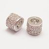 Brass Micro Pave Grade AAA Cubic Zirconia European Beads ZIRC-G090-54-NR-2