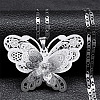 201 Stainless Steel Crystal Rhinestone 3D Hollow Butterfly Pendant Necklaces for Women NJEW-K283-30P-1