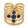 Cross Natural Lapis Lazuli Finger Rings RJEW-Q822-41G-01-2