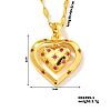 Brass Pave Cubic Zirconia Hollow Double Heart Pendant Necklace PL5801-1-1