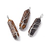 Natural & Synthetic Mixed Gemstone Copper Wire Wrapped Pointed Pendants G-F733-05-2