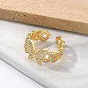 Brass Micro Pave Clear Cubic Zirconia Cuff Rings for Women RJEW-U041-02G-3