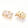 Brass Pave Clear Cubic Zirconia Connector Charms KK-N254-167G-2
