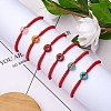 Natural Rose Quartz Donut Braided Bead Bracelet BJEW-SW00047-02-6