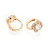Brass Micro Pave Clear Cubic Zirconia Flower Hoop Earrings EJEW-T048-43G-2