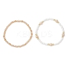 2Pcs Natural Fossil & Glass Round Beaded Stretch Bracelets for Women BJEW-JB13308-2