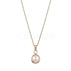 Round Natural Freshwater Pearl Copper Wire Wrapped Pendant Necklaces NJEW-JN04947-01-1
