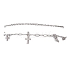 2Pcs 2 Styles 304 Stainless Steel Cable Chain Paperclip Chain Charm Double Layer Anklets for Women AJEW-AN00740-03-2