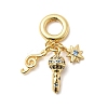 Brass Micro Pave Blue Cubic Zirconia European Dangle Charms KK-C138-01G-1