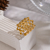 304 Stainless Steel Mesh Shape Statement Cuff Open Rings for Women IZ9606-6
