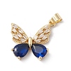 Rack Plating Brass Micro Pave Clear Cubic Zirconia Pendants KK-H434-30G-B-1