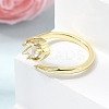 Brass Micro Pave Cubic Zirconia Cuff Open Rings for Women RJEW-L343-01G-02-3