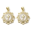 Brass Pave Shell Pendants X-KK-I708-17F-G-1
