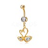 Eco-Friendly Brass Cubic Zirconia Navel Ring AJEW-EE0004-22A-5