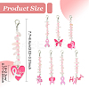 4Pcs October Breast Cancer Pink Awareness Ribbon Alloy Enamel Pendant Decoration HJEW-YW00081-01-3