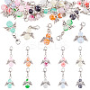 20Pcs 10 Colors Alloy & Glass Pendant Decorations PALLOY-TAC0211-1