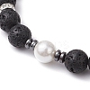 Round Natural Lava Rock & Cat Eye Beads Stretch Bracelets for Women BJEW-JB10986-5