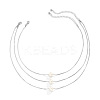 3Pcs Brass & Imitation Pearl Round Pendant Necklaces WGFA1C2-02-2