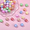 48Pcs 8 Colors Printed Opaque Acrylic Beads MACR-SC0002-71-7
