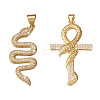  Jewelry 2Pcs 2 Style Brass Micro Pave Clear Cubic Zirconia Pendants ZIRC-PJ0001-10-NF-1
