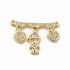 Rack Plating Brass Micro Pave Clear Cubic Zirconia Heart Connector Charms KK-G456-01G-03-1
