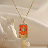 Brass Micro Pave Clear Cubic Zirconia Medal Pendant Necklaces FS-WGD45DE-07-1