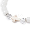 Round Spray Painted Imitation Jade Glass Beads Stretch Bracelets for Women BJEW-JB12881-02-3