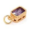 Real 18K Gold Plated Brass Inlaid Cubic Zirconia Charms ZIRC-L100-075G-01-4