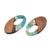 Transparent Resin and Walnut Wood Pendants RESI-T057-02I-3