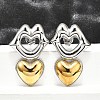 304 Stainless Steel Two-tone Stud Earrings for Women EJEW-R023-01GP-05-1