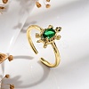 Rack Plating Brass Micro Pave Cubic Zirconia Open Cuff Finger Rings for Women RJEW-M028-93G-2