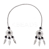 Woven Net/Web with Feather Alloy Pendant Decorations HJEW-JM02298-02-1