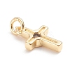 Brass Micro Pave Cubic Zirconia Tiny Cross Charms ZIRC-G165-03G-5