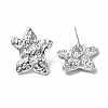 Non-Tarnish 304 Stainless Steel Textured Star Stud Earrings for Women EJEW-F300-01P-2