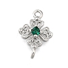 Brass Green Cubic Zirconia Clover Connector Charms LS-KK-Q048-12P-1