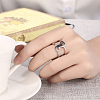 Adjustable Trendy Platinum Plated Brass Cuff Wide Band Finger Rings RJEW-BB15284-P-5