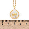 Flat Round with Bee Brass Micro Pave Cubic Zirconia Pendant Neckalces for Women NJEW-C076-12G-5
