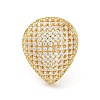 Brass with Cubic Zirconia Open Cuff Rings for Women RJEW-A035-20G-2