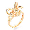 Bowknot Brass Micro Pave Clear Cubic Zirconia Adjustable Ring Settings KK-T076-27G-1
