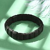Rectangle Frosted Natural Lava Rock Bead Stretch Bracelets for Women Men BJEW-C097-03B-2