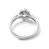 Adjustable Rhodium Plated 925 Sterling Silver Clear Cubic Zirconia Ring Components STER-C011-02P-3