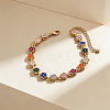 Zinc Alloy Rhinestone Colorful Flower Link Bracelets for Women WG265B3-03-1