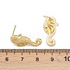 Brass Sea House Stud Earrings EJEW-K318-01G-3