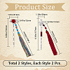 4Pcs 2 Style Alloy Bookmarks AJEW-GF0007-98-2