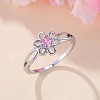 Flower Brass Micro Pave Pearl Pink Cubic Zirconia Finger Rings FS-WGCFB35-02-2