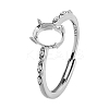 1Pc Rhodium Plated 925 Sterling Silver Adjustable Solitaire Ring Settings FIND-BC0013-97-1