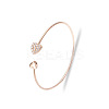 Double Heart Alloy Rhinestone Cuff Bangles for Women WGD430F-03-2