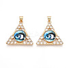 Brass Micro Pave Clear Cubic Zirconia Pendants for Women KK-T070-90A-06-1