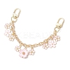 2Pcs 2 Styles Alloy Pink Enamel Flower Bowknot Pendant Cable Chain Purse Decorative Chains AJEW-BA00148-5