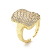 Brass with Cubic Zirconia Open Cuff Rings for Women RJEW-A035-19G-1